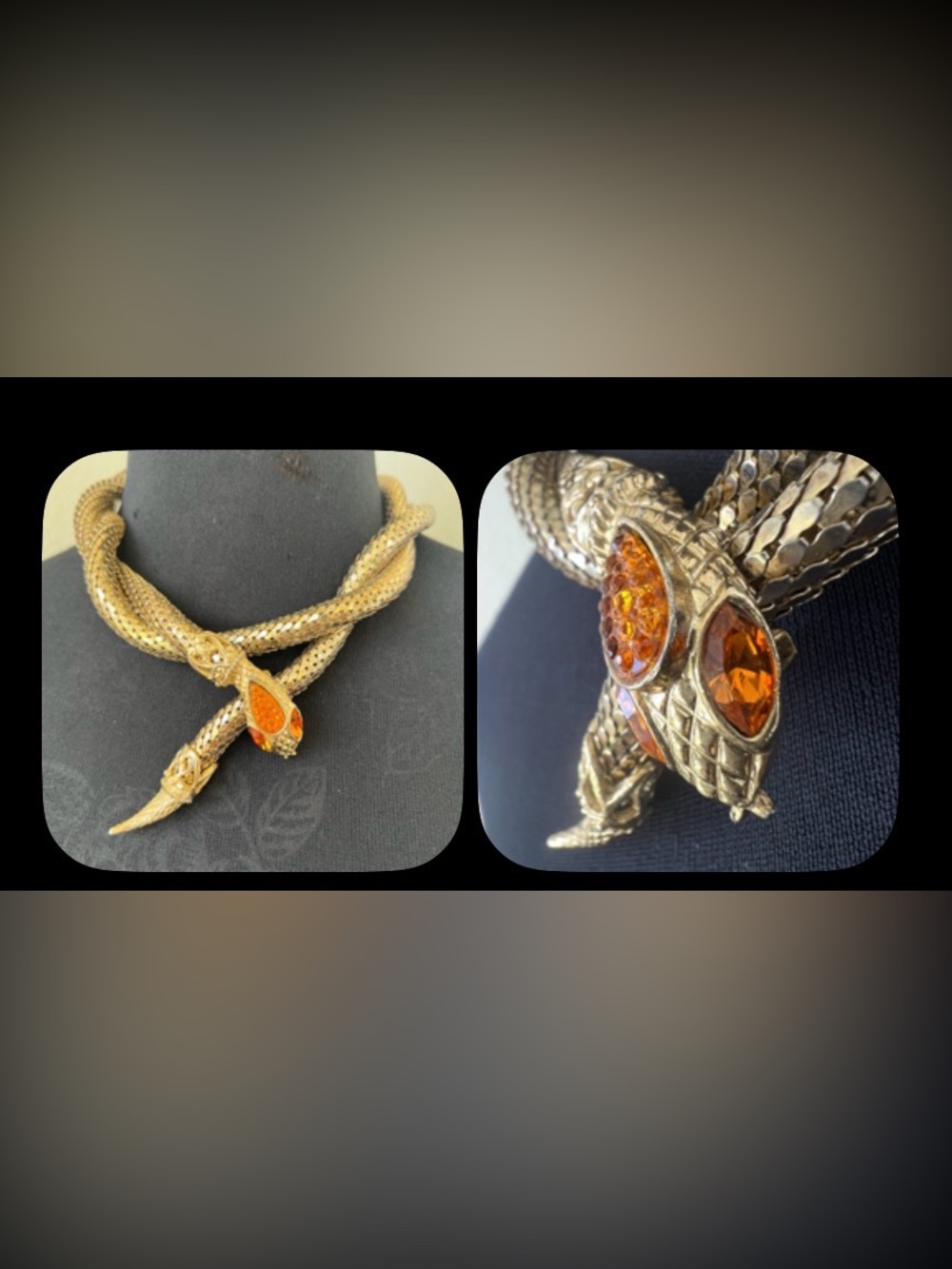 Whiting & Davis Signed Mesh Snake Belt Lariat Necklace in Gold 42” - Picture 3 of 13